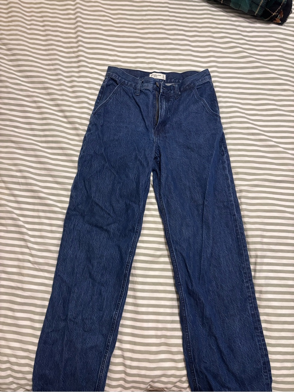 Abercrombie & Fitch High-Rise Jeans in Deep Indigo long length